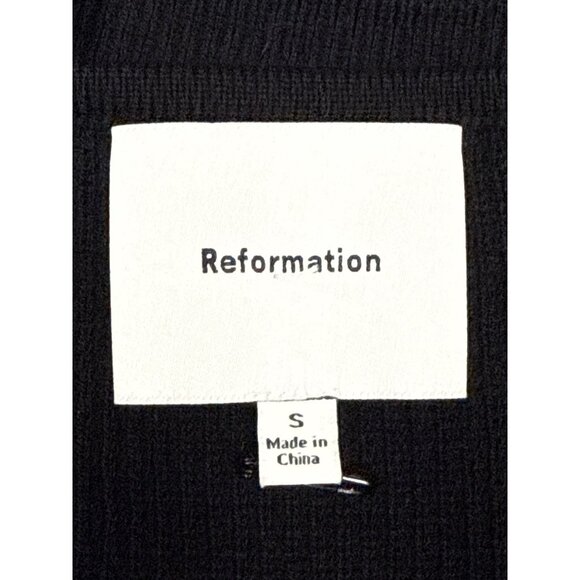 Reformation Romey Women's Sweater Rib Merino Wool Black Off Shoulder Small NWOT - Picture 8 of 11